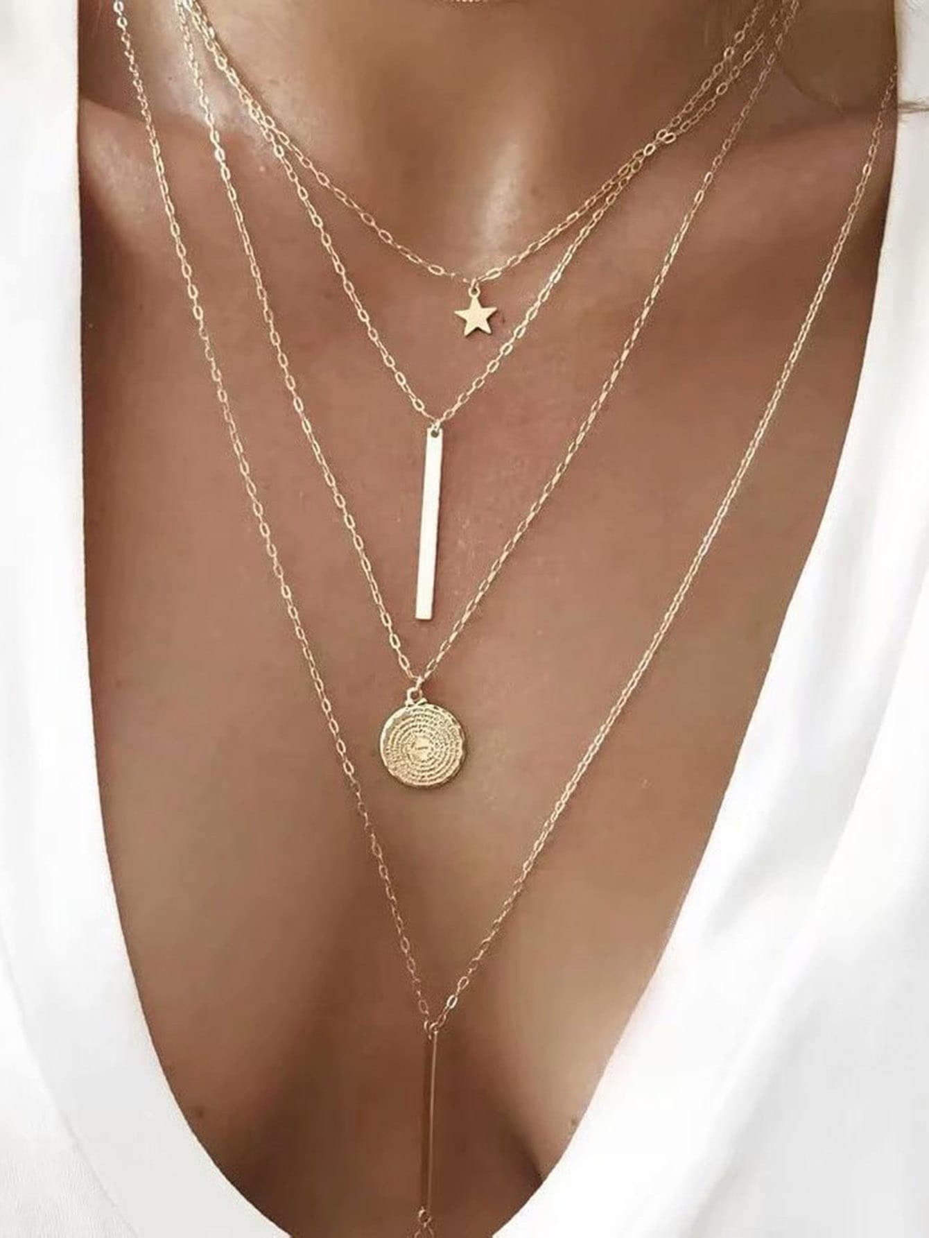 Star & Round Charm Layered Necklace | SHEIN
