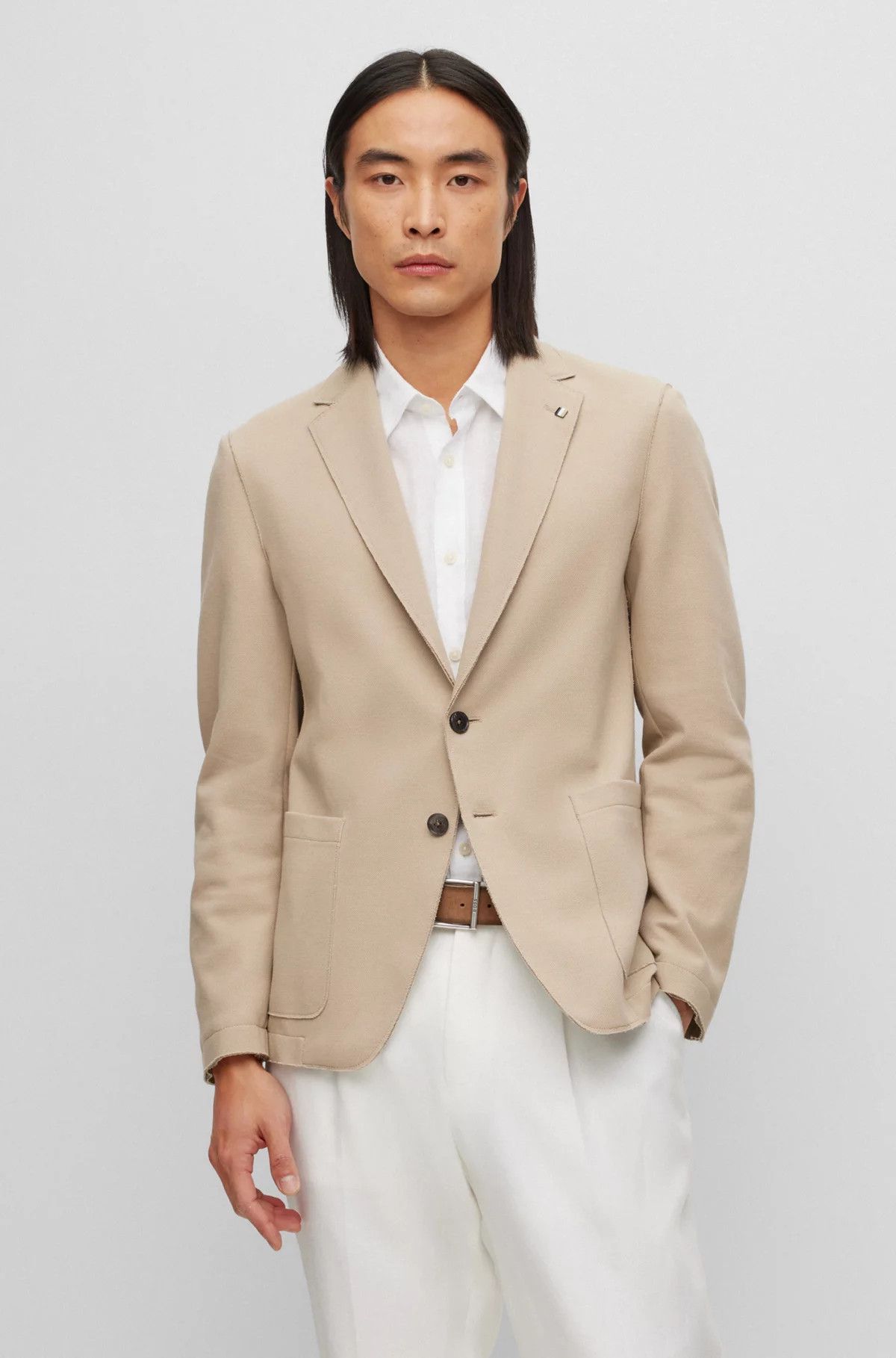 Slim-fit jacket in a cotton-rich jersey blend | Hugo Boss (UK)