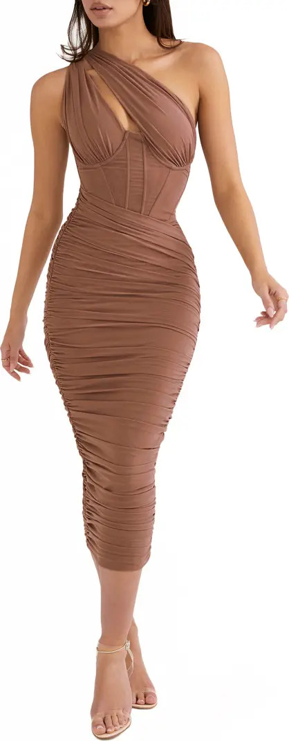 Valentina Asymmetric Cutout One-Shoulder Midi Dress | Nordstrom