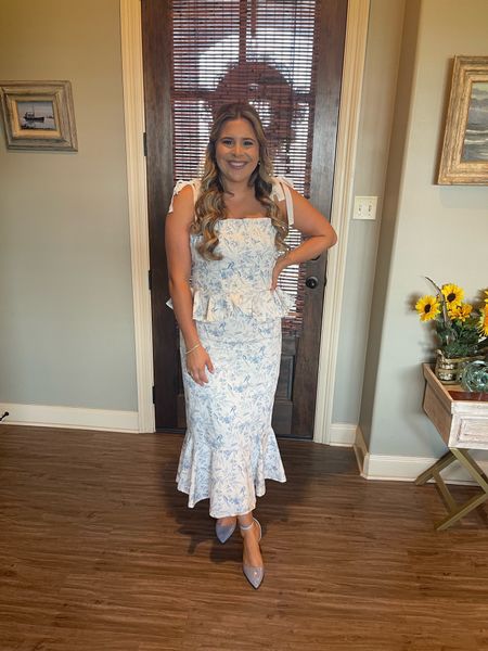 Bridal Shower Outfit, Bride, Peplum Floral Bridal Dress, Floral Print Dress, Antonio Melani, Dillards, Bride to be, Bridal Shower, Blue heels, Baby Blue Heels, Comfy Heels, Under $20, OOTD

#LTKunder50 #LTKwedding #LTKstyletip