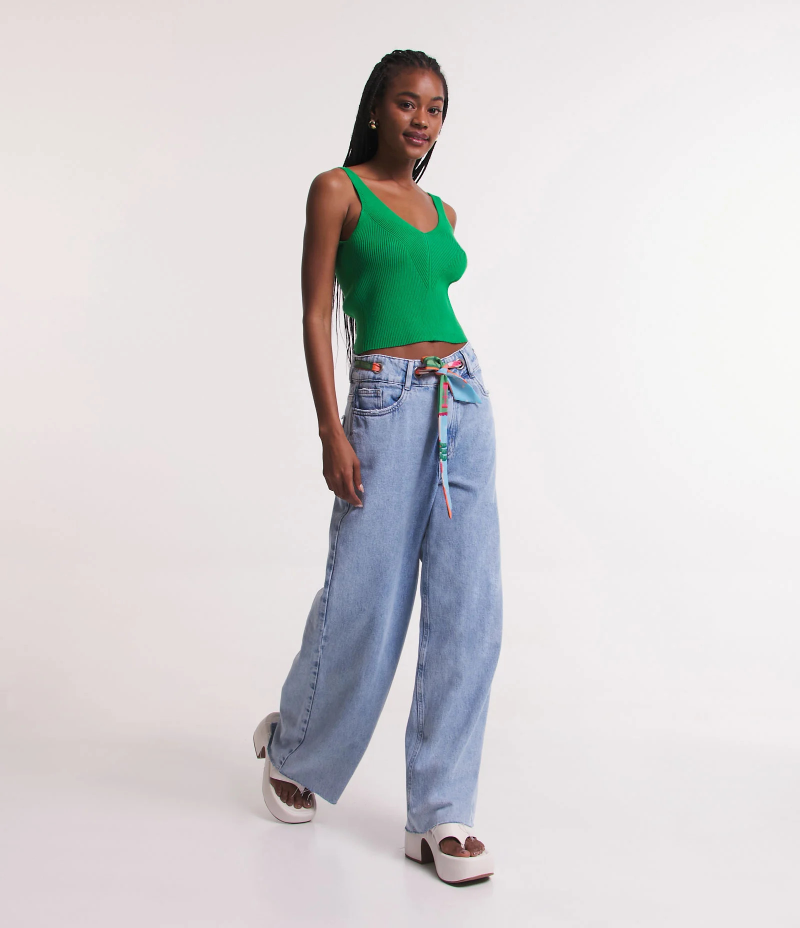 Blusa Cropped de Alça em Tricô Canelado com Costas Decotadas Verde - Lojas Renner | Renner (BR)