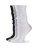 HUE Women's Slouch Sock 3 Pair Pack, White/Light Charcoal Heather/Black, One Size | Amazon (US)