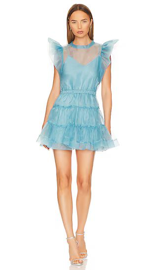 Monique Ruffle Sleeve Dress in Celeste Blue | Revolve Clothing (Global)