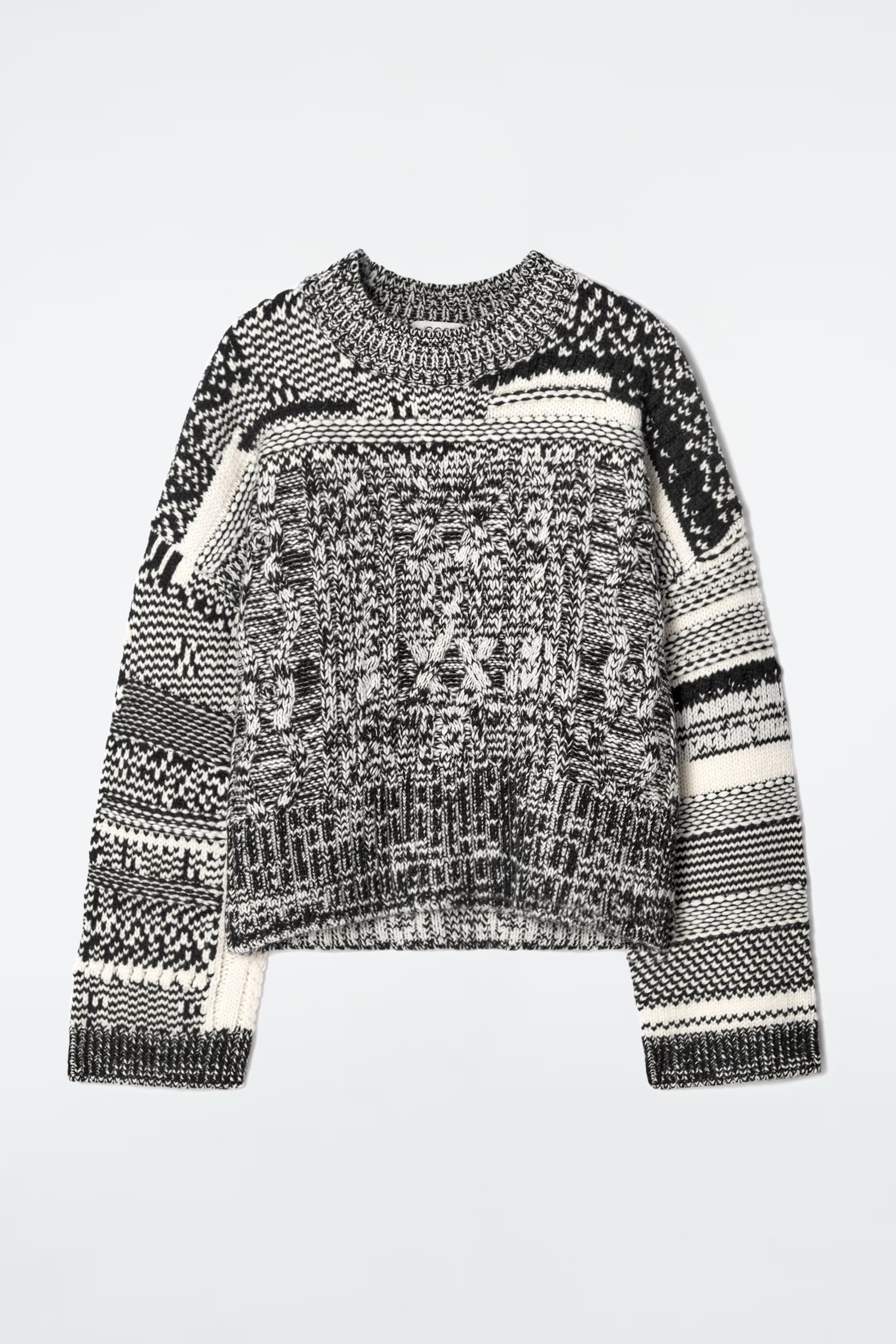 FAIR ISLE MERINO WOOL JUMPER - BLACK / WHITE | COS (EU)