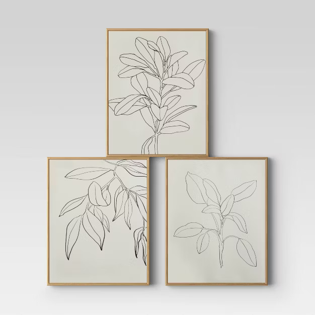 (Set of 3) 16" x 20" Leaf Illustrations Framed Wall Canvas - Opalhouse™ | Target