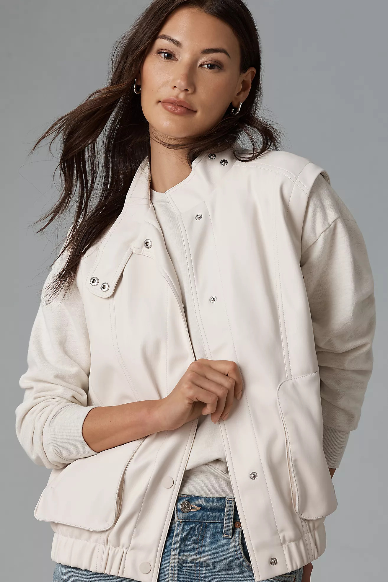 Pilcro Faux-Leather Biker Vest | Anthropologie (US)