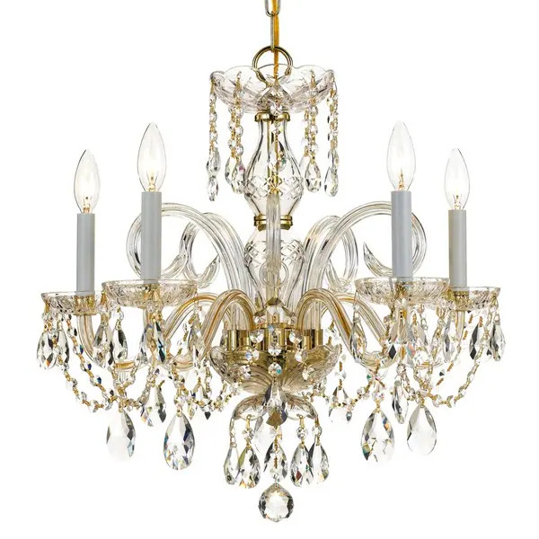 Crystorama Traditional Crystal Collection 5-light Polished Brass/Crystal Chandelier - Gold | Bed Bath & Beyond