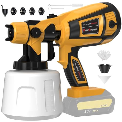 Cordless Paint Sprayer 30000RPM High Speed for Dewalt 20V MAX Battery 1400ml High Capacity Container Spray Paint Gun 4 Nozzles and 3 Patterns for Furniture Home House Painting(Tool Only) | Amazon (US)