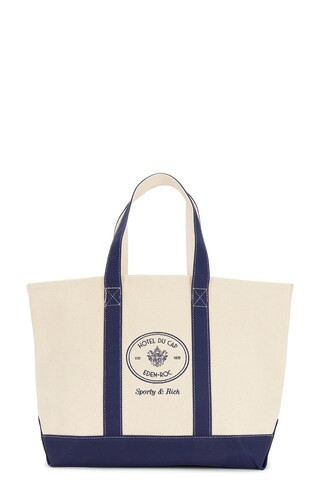 Sporty & Rich x Hotel Du Cap Eden Roc Eden Crest Two Tone Tote Bag in Cream | FWRD 