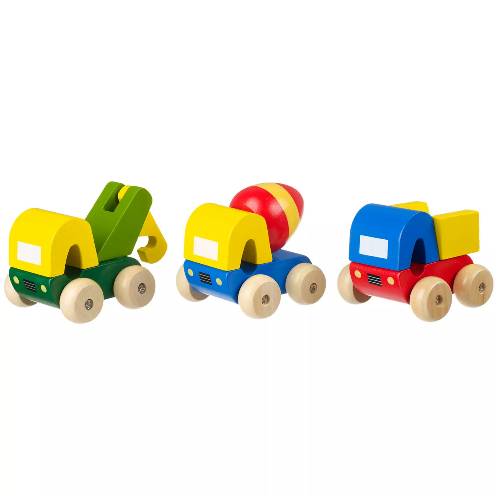 Orange Tree Toys 3-Piece Cement Mixer, Dumper & Pickup Truck Wooden Push Toy Car Set, Multi | Kohl's