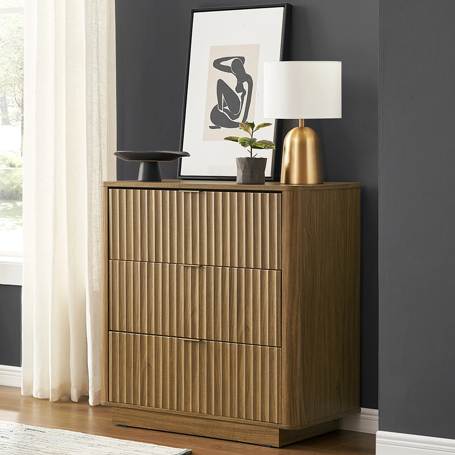 Brooklyn 3-Drawer Dresser, Natural Walnut - Walmart.com | Walmart (US)