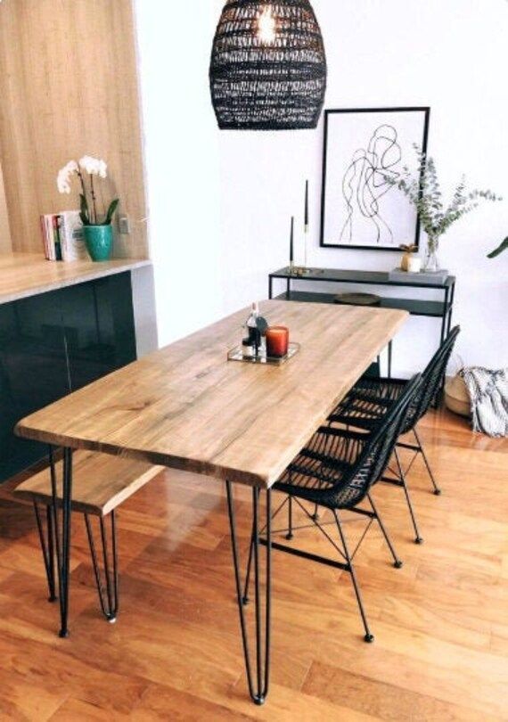 Boho Reclaimed Wood Dining Table & Bench Dining Table Set | Etsy | Etsy (US)