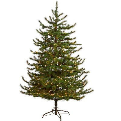 Nearly Natural 6-ft Vancouver Mountain Pine Artificial Christmas Tree with 350 Clear Lights and 1332 Bendable Branches | Target