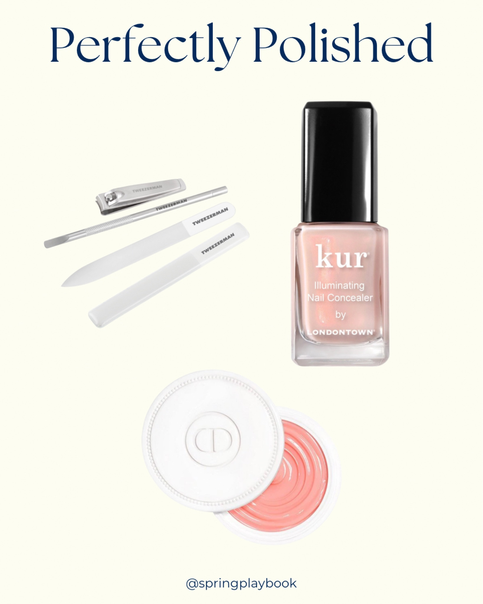 These cult-classics make for the perfect quiet luxury manicure.  Londontown Nail Concealer in Bubble is great for warm undertones. The Dior Apricot Creme is a nail reviving cuticle cream. I prefer glass nail files to help keep hangnails at bay. 

#createdcolorful #createdcolorfulspring #hocspring #tcispring #pcaspring #lightspring #warmspring #truespring #brightspring #clearspring #paintboxspring #bluespring #springnails

#LTKGiftGuide #LTKsalealert #LTKbeauty