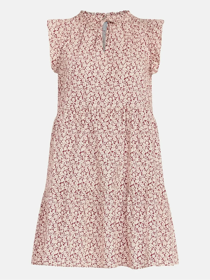 Time and Tru Women’s and Women’s Plus Flutter Sleeve Cotton Mini Dress, Sizes XS-4X | Walmart (US)