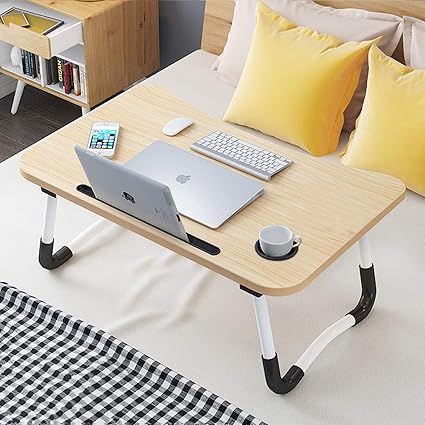 Laptop Desk Bed Tray, Foldable Lap Desk Bed Table for Breakfast Serving, Notebook Table with Tabl... | Amazon (US)