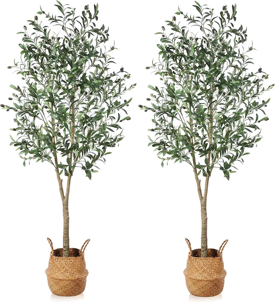 Ferrgoal Artificial Olive Trees 6Ft Fake Olive plant with Basket Faux Plants Indoor Outdoor Fake ... | Amazon (US)