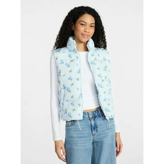 No Boundaries Puffer Vest, Lightweight, Women’s XXS-XXL | Walmart (US)