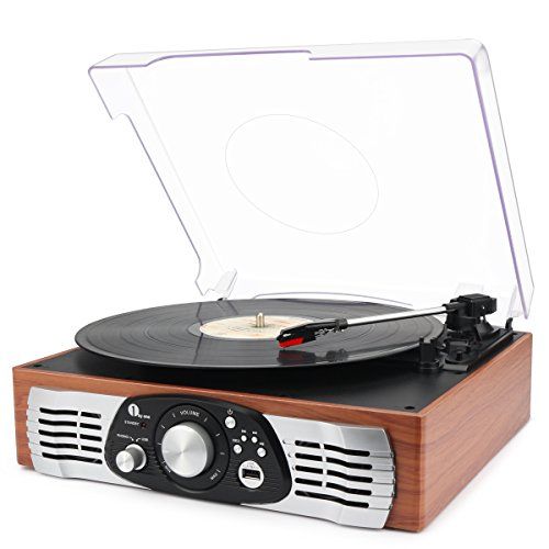 1byone Belt-Drive 3-Speed Stereo Turntable with Built in Speakers, Supports Vinyl to MP3 Recording,  | Amazon (US)