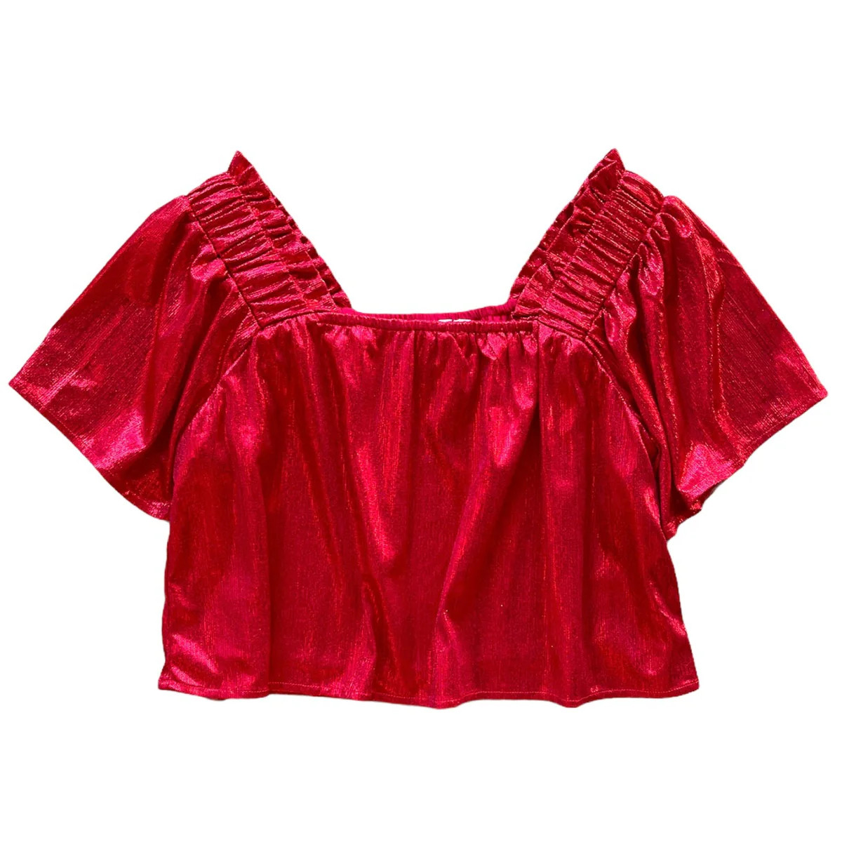 Red/Red Flutter Top | Queen of Sparkles