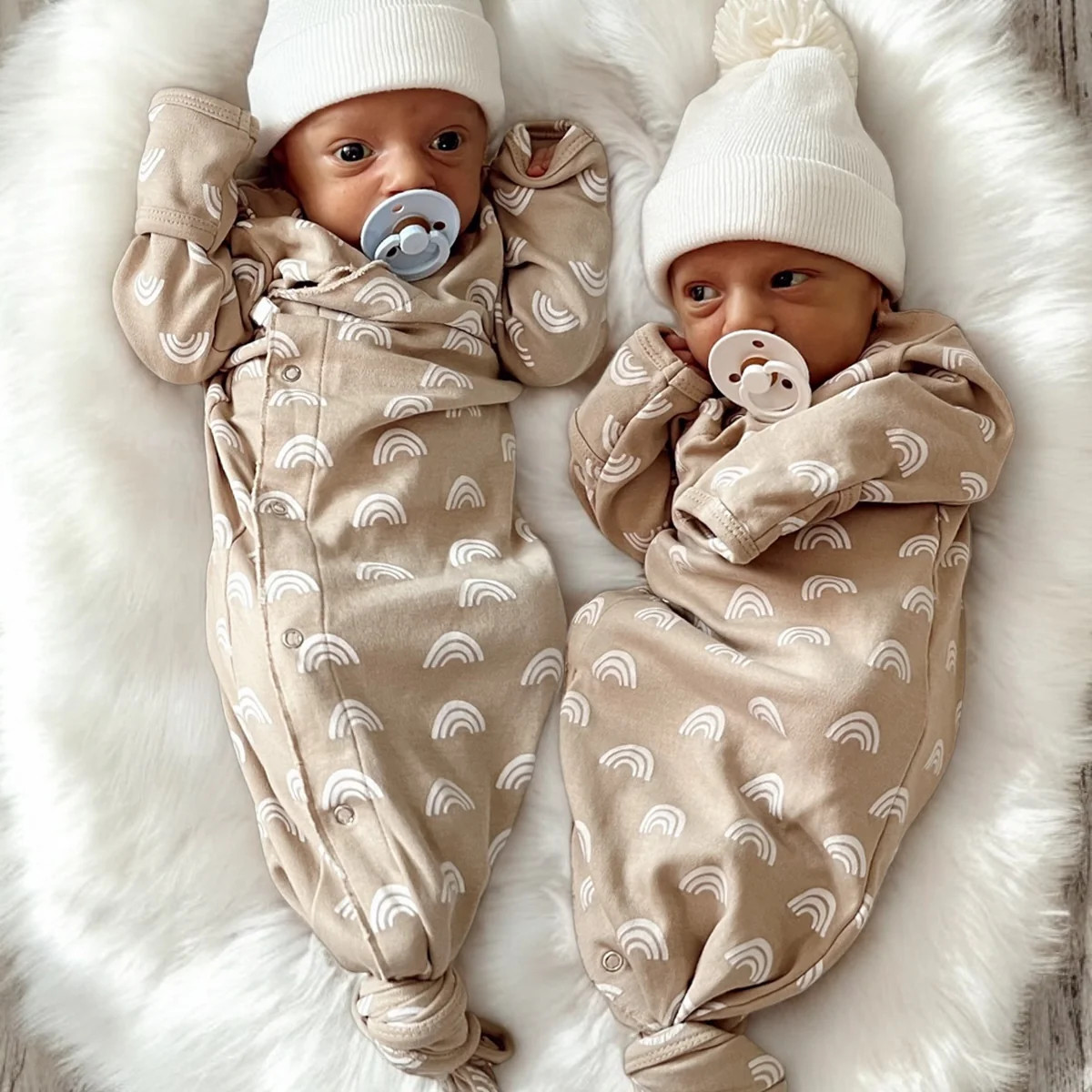 Tan Rainbow / Organic Kimono Knot Gown | SpearmintLOVE