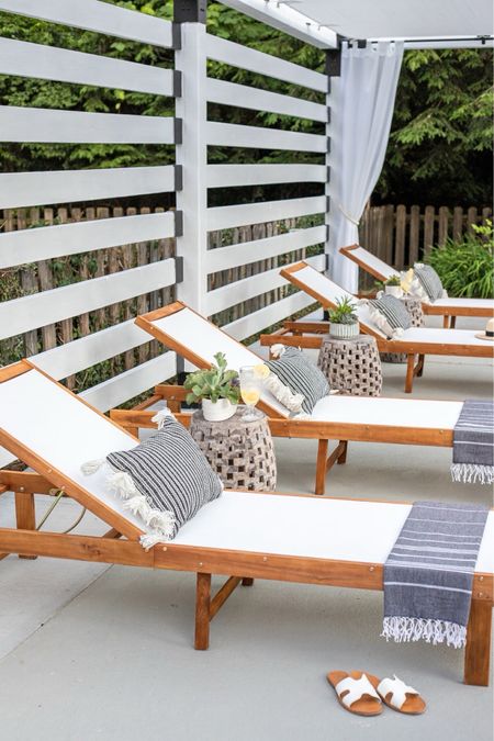 Our teak pool lounge chairs that have held up pretty well! 

Gazebo, pool lounger, poolside, patio chair, outdoor furniture 

#LTKSeasonal