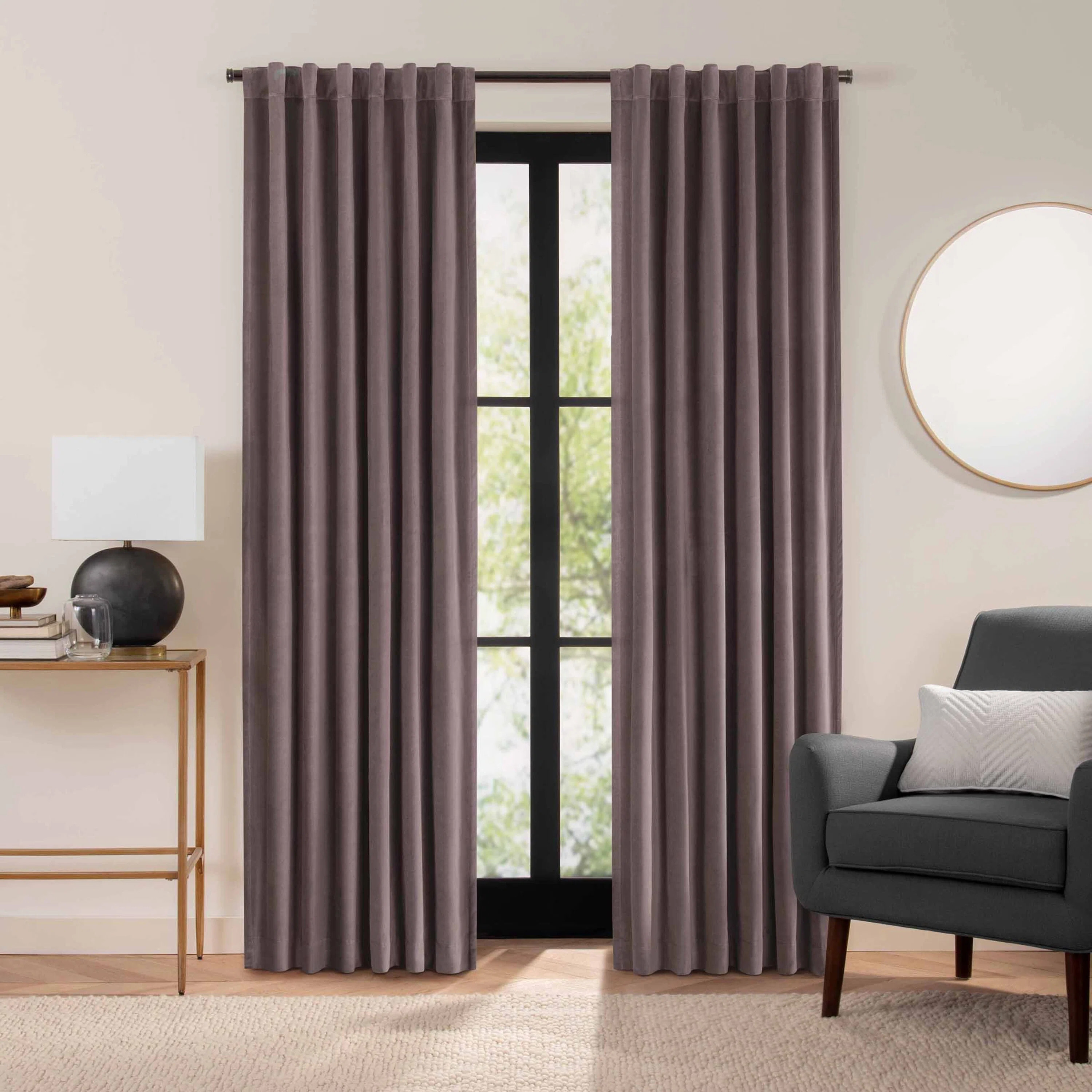 Eclipse Luxury Cotton Velvet 100% Blackout Rod Pocket Back Tab Curtain Panel | Wayfair North America