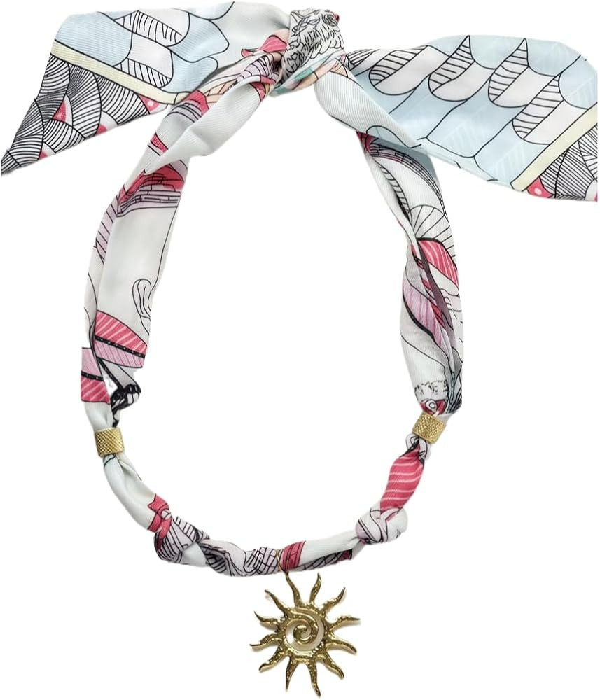 Silk Scarf Necklaces For Women With Charm Scarves For Necklaces Boho Beach Jewelry Gifts for Wome... | Amazon (US)