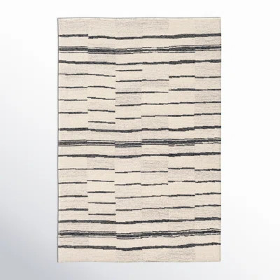 Rune Striped Handmade Tufted Wool Area Rug in Beige/Charcoal | Wayfair North America