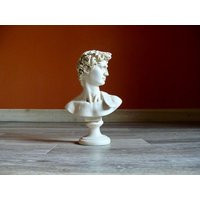 Large David Bust Statue, Antiqued White Composite Resin Michelangelo Sculpture | Etsy (US)