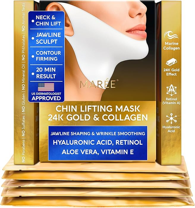 MAREE V Line Lifting Mask with 24K Gold – Deep Collagen Face Mask for Women – Jawline Shaper ... | Amazon (US)