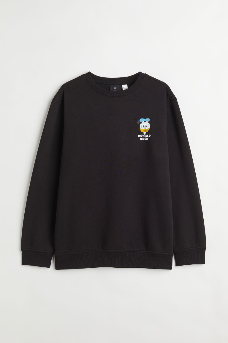 H & M - Regular Fit Printed Sweatshirt - Black | H&M (US + CA)