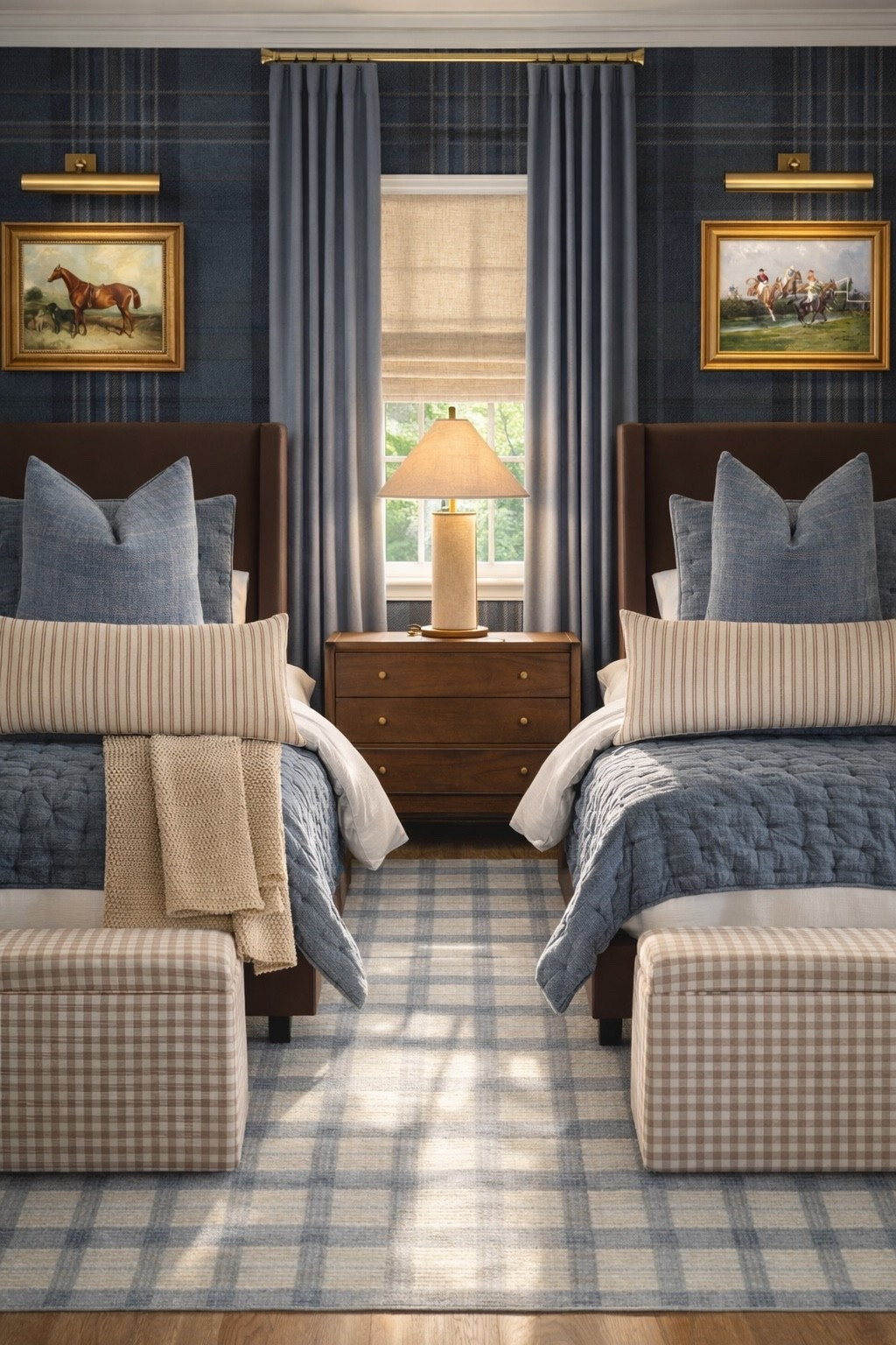 A classic boys bedroom layered in patterns and comfort 

#bedroom #homedecor #wallpaper 
#kids 

#LTKmomlife #LTKKids #LTKHome