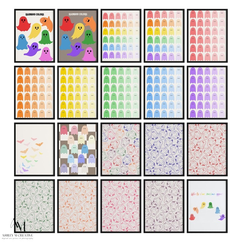 20 Colorful Rainbow Halloween Prints | Digital Downloads of Pastel Ghosts and Bats | Kids Room and Classroom Decor

#LTKHome #LTKKids #LTKSeasonal