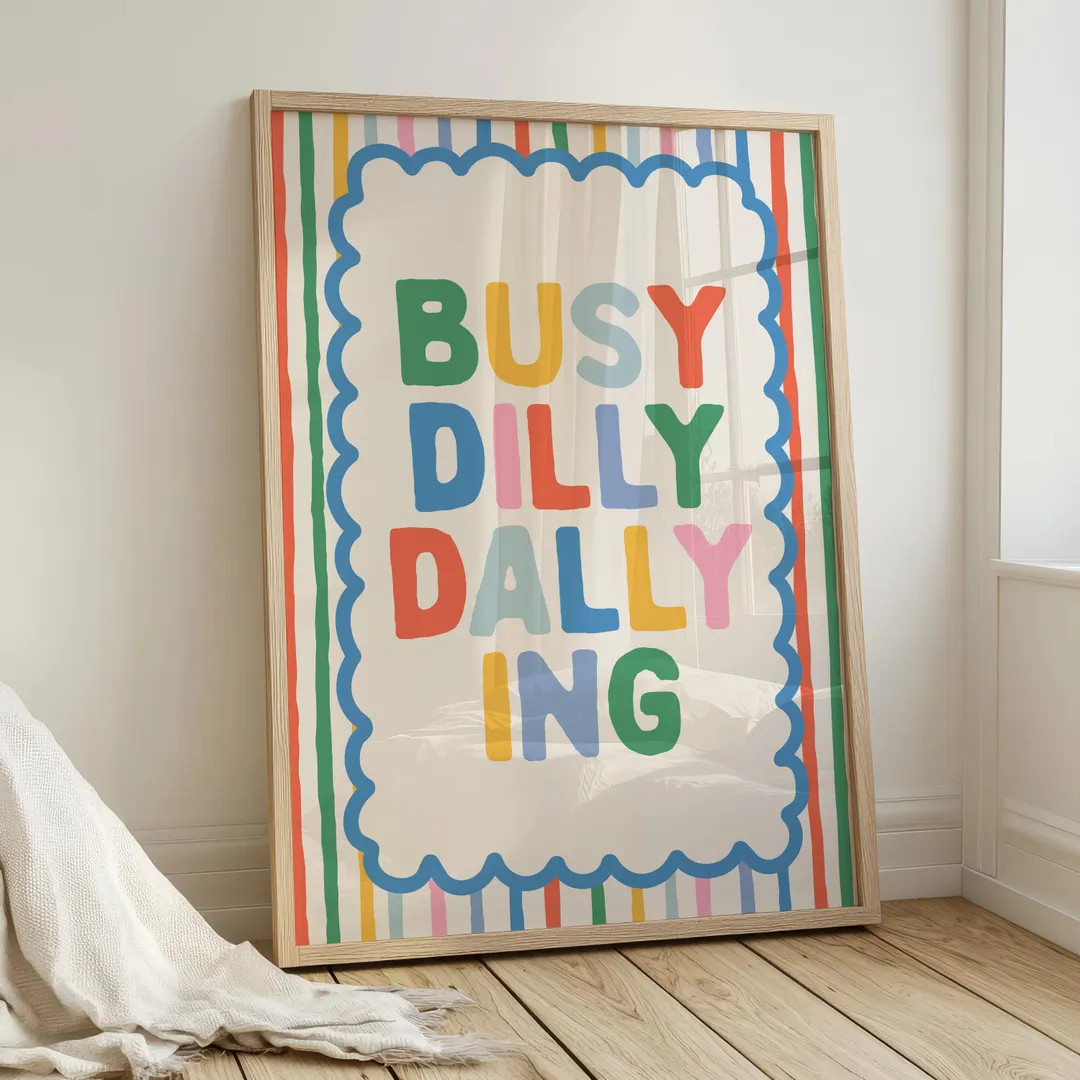 Busy Dilly Dallying Wall Art, Kids Playroom Decor, Kids Room Wall Art, Colorful Print, Trendy Apa... | Etsy (US)