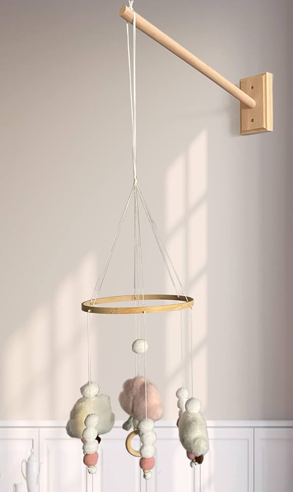 Crib Mobile Wooden Arm, Wall Mounted Suitable for All Cribs 100% Natural Larch Hanger Nusery Deco... | Amazon (US)