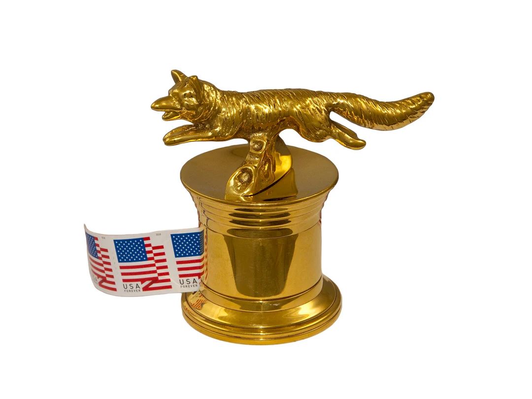 Vintage Solid Brass Running Fox Stamp Dispenser - Etsy | Etsy (US)