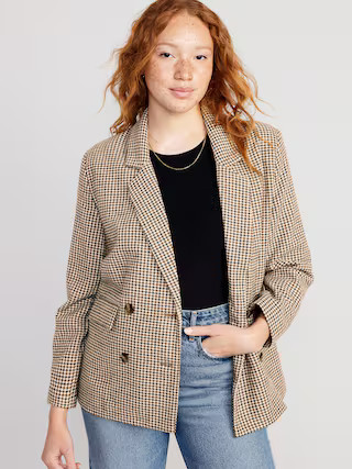 Double-Breasted Textured Blazer for Women | Old Navy (US)