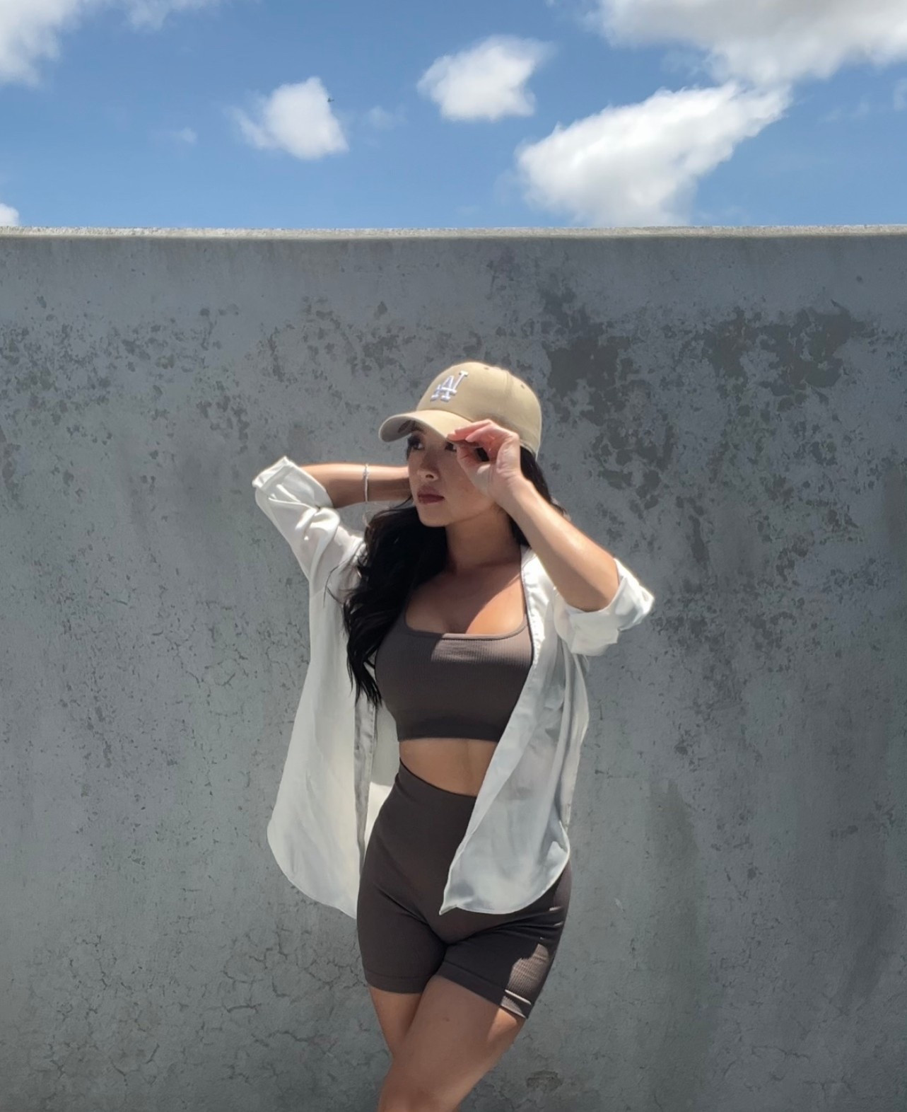 ☀️ Summer Uniform: Effortless, Elevated, & Everyday Ready 🤎
Wearing my go-to neutral set that’s buttery soft + sculpting—perfect for errands, travel, or lounging. Paired it with a breezy white button-down and my favorite LA cap for that cool-girl finish.

✨ Keywords: #SummerOutfit #NeutralStyle #AthleisureLook #MinimalStyle #LTKfit #LTKunder100 #WeekendStyle #CapsuleWardrobe



#LTKSummerEdit #LTKActive #LTKPetite