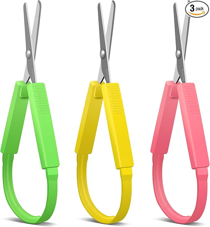 Sokoweii Loop Scissors for Toddlers, 5 Inch Adaptive Design, Right and Lefty Support, Easy-Open S... | Amazon (US)