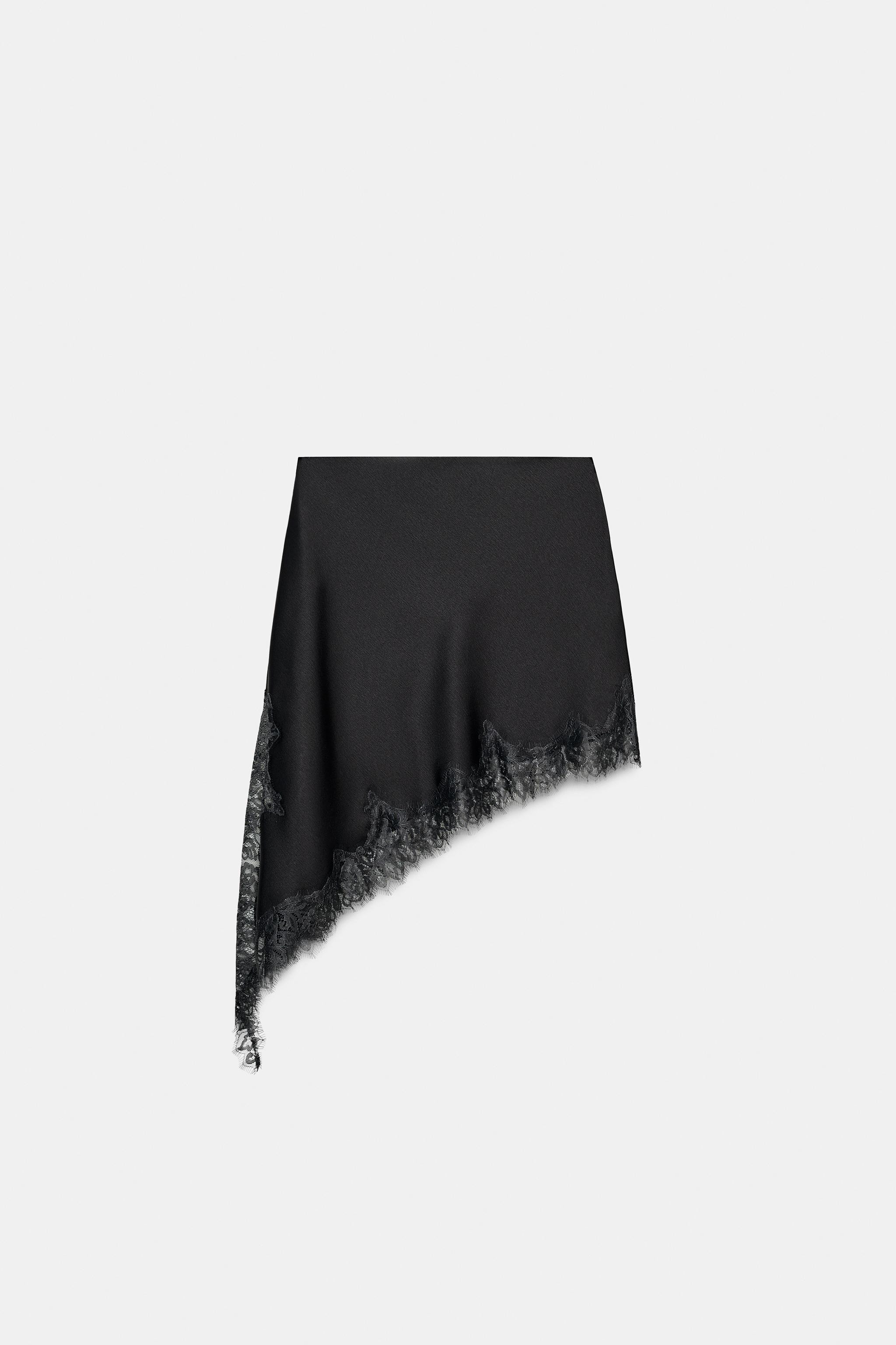 ZW COLLECTION SATIN LACE SKIRT | Zara UK