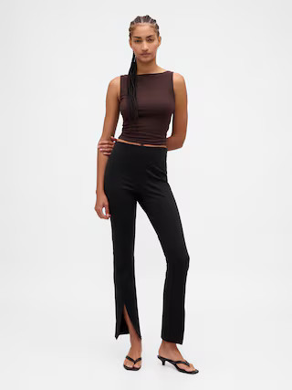 High Rise Double Knit Split-Hem Flare Pants | Gap (US)