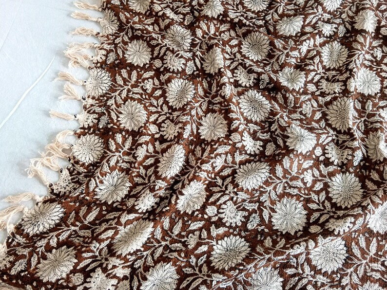 Bohemian Cotton Throw Handmade Blanket With Handblock Print, Boho Tassels & Vintage Design for So... | Etsy (US)