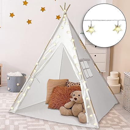 Orian Toys Teepee Tent for Kids: Child’s Indoor Outdoor Canvas Fairytale Tipi Playroom, LED Sta... | Amazon (US)