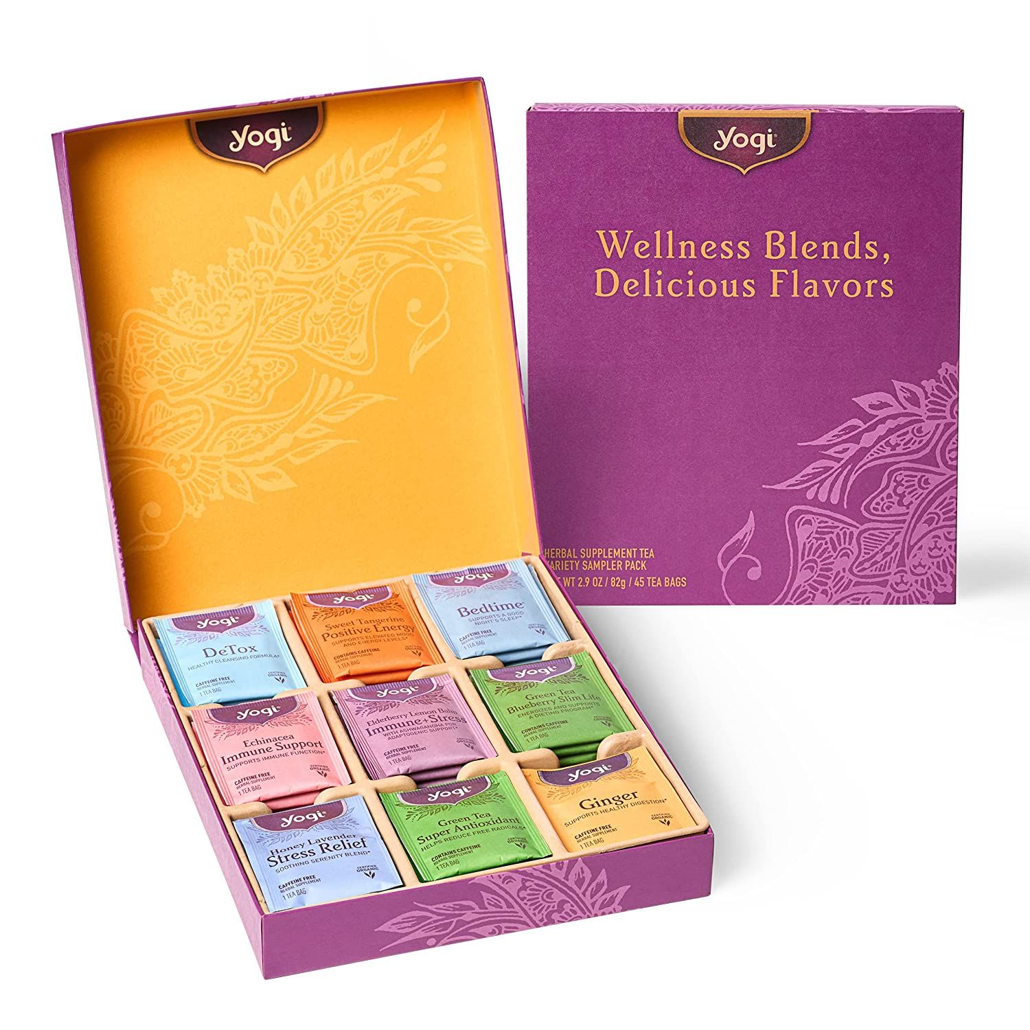 Amazon.com: Yogi Organic Tea Sampler Gift Box (45 Tea Bags) – Assorted Delicious Wellness Teas ... | Amazon (US)