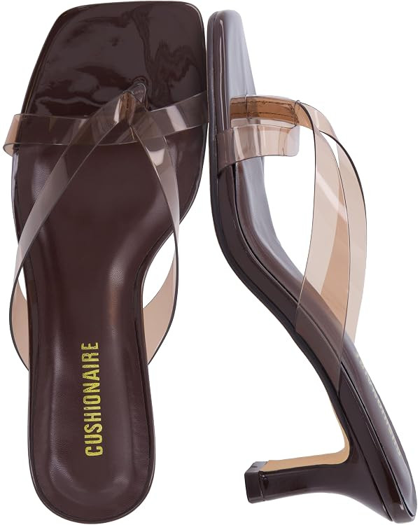 CUSHIONAIRE Shana Clear Jelly Strap Heels for Women, Flared Kitten Heel Slide with Cushioned Foot... | Amazon (US)