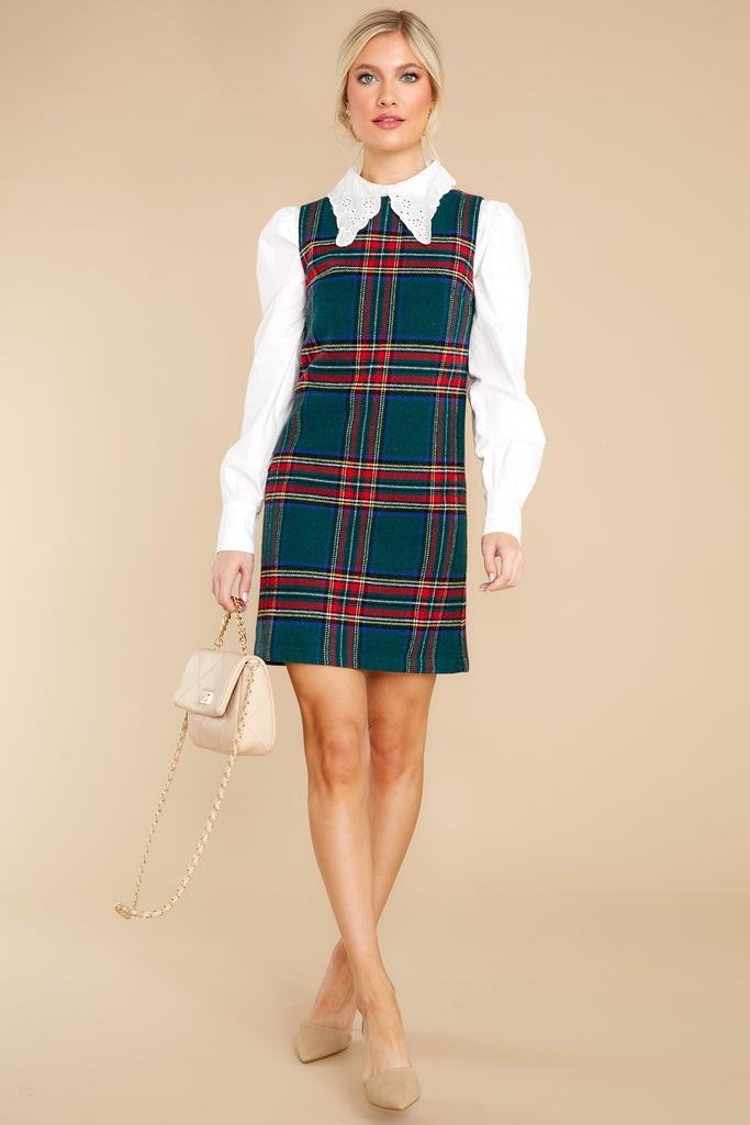 Sentimental Feeling Green Plaid Dress | Red Dress 