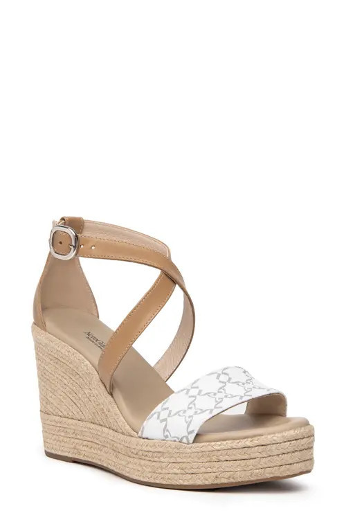NeroGiardini Logo Espadrille Wedge Sandal in Natural/White at Nordstrom, Size 7Us | Nordstrom