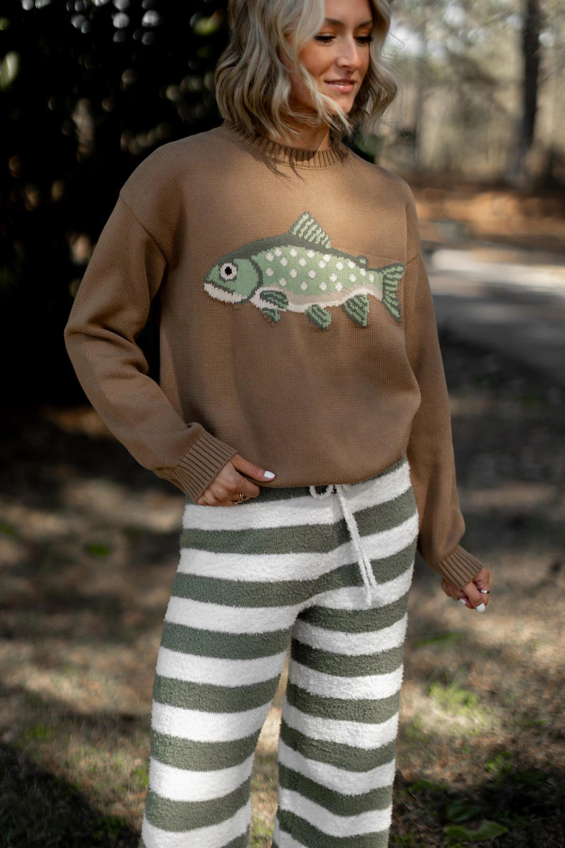 Dockside Sweater -- Fish Sweater, 100% Cotton - Etsy | Etsy (Global)