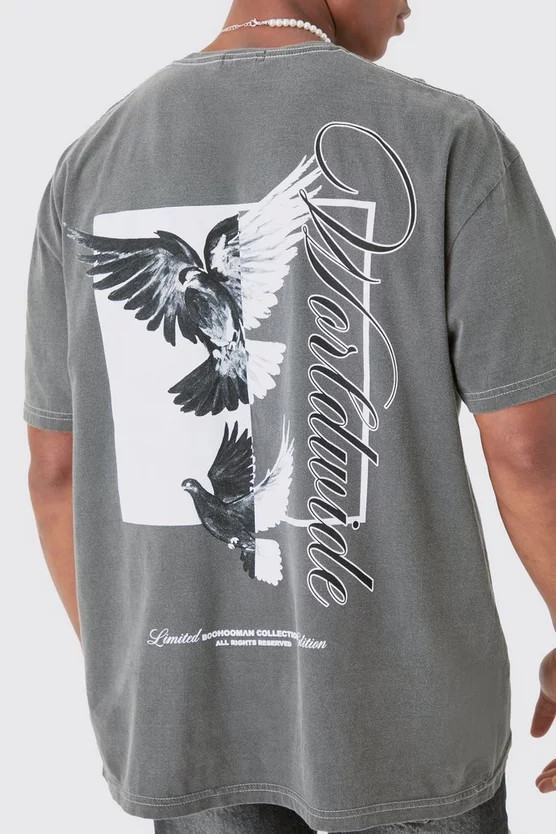Oversized Dove Worldwide Back Print T-shirt | boohooMAN (US & Canada)